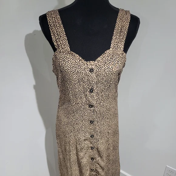 Dex Women's Sweetheart Neckline Leopard Buttoned Maxi Dress Small Brown Black - Picture 6 of 11